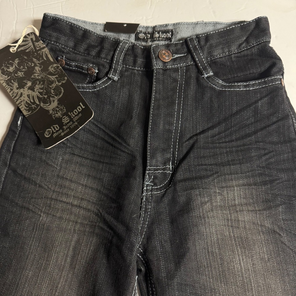 Old‎ Skool Boys Jeans Size 5 Denim Pants with White Stitching